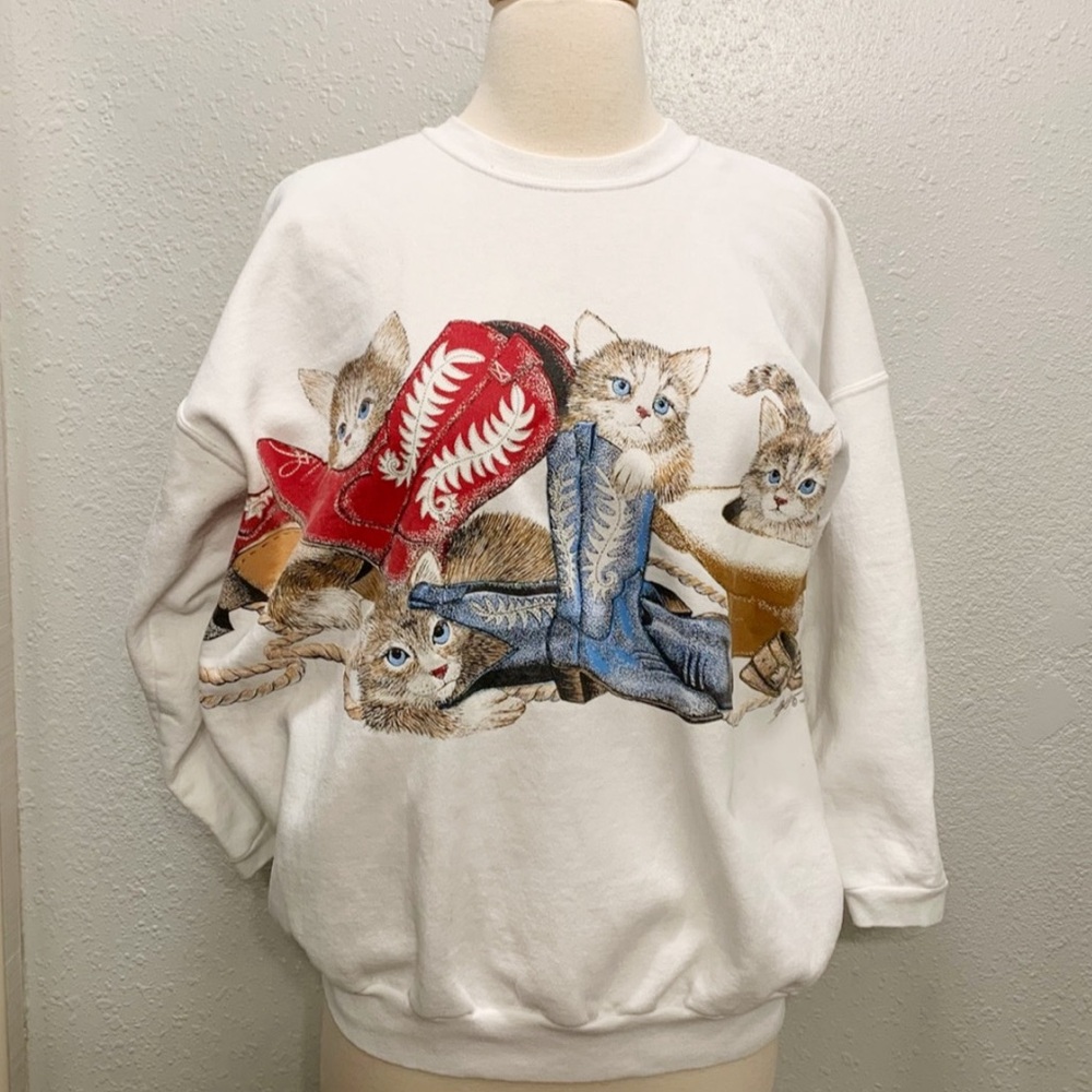 Vintage Cats & Cowboy Boots Sweater